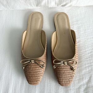 Jack Rogers Tan Ginny Raffia Flat Mule
